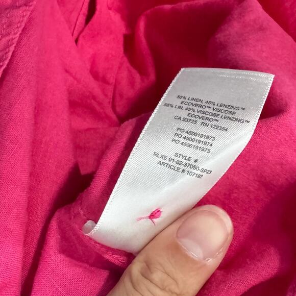 Aritzia Babaton Utility Linen Button Down Shirt in Bright Pink Size Small - Picture 6 of 6